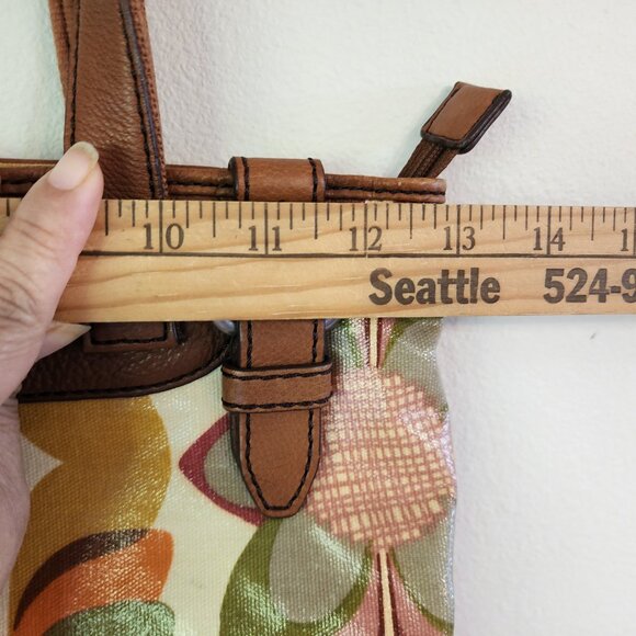 FOSSIL Floral Print Coated Canvas/Leather Tote Bag Key-Per Purse VGPC - Picture 14 of 16